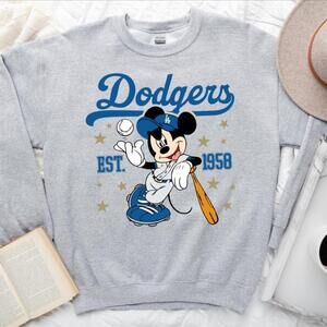 Mickey Mouse Dodgers 1958 Baseball Sweatshirt, Mickey Baseball Retro